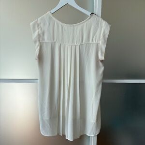 Pleione Pleaded Back Semi sShear Lightweight Blouse Cream L